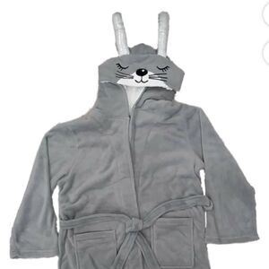 NWT New PJ Courture Gray Hooded Bunny with Sparkly Ears Soft Robe Size Small